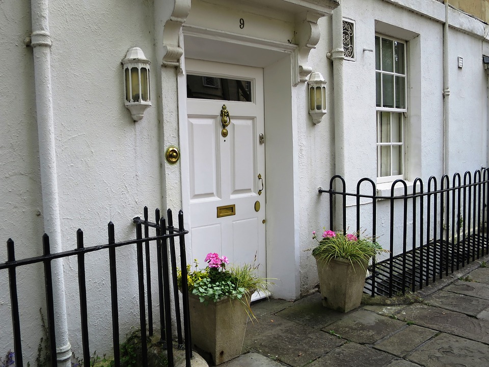 A residential entry door.