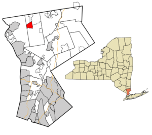 Map of Crompond, New York's location in New York State and Westchester County